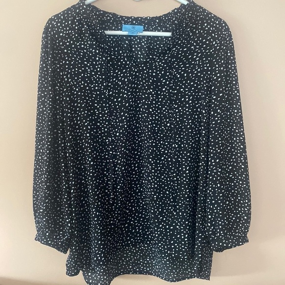 CeCe black and white polka dot blouse - Picture 1 of 5